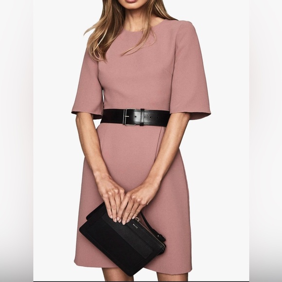 Reiss Myra - Tailored Wrap Front Dress in Pink - Picture 3 of 8